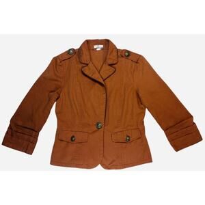 Ali & Kris Rust Military Style Cropped Jacket Sz M Button Front 3/4 Sleeve Y2K